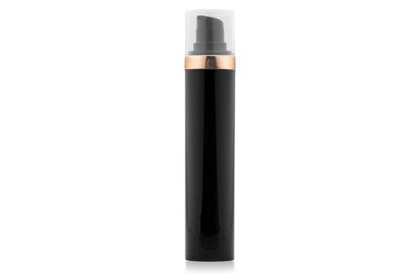 Frasco Airless MEG Preto com Friso Dourado 50ml