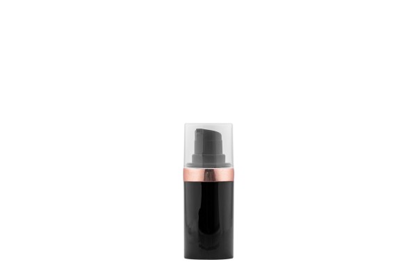 Frasco Airless MEG Preto com Friso Rosé 15ml