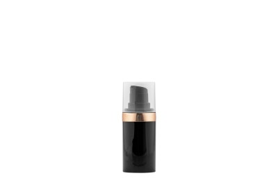 Frasco Airless MEG Preto com Friso Dourado 15ml