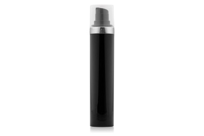 Frasco Airless MEG Preto com Friso Prata 50ml