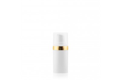 Frasco Airless MEG Branco com Friso Dourado 15ml