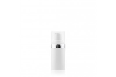 Frasco Airless MEG Branco com Friso Prata 15ml