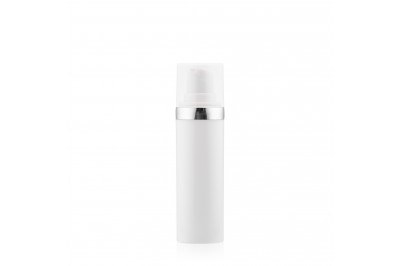 Frasco Airless MEG Branco com Friso Prata 30ml